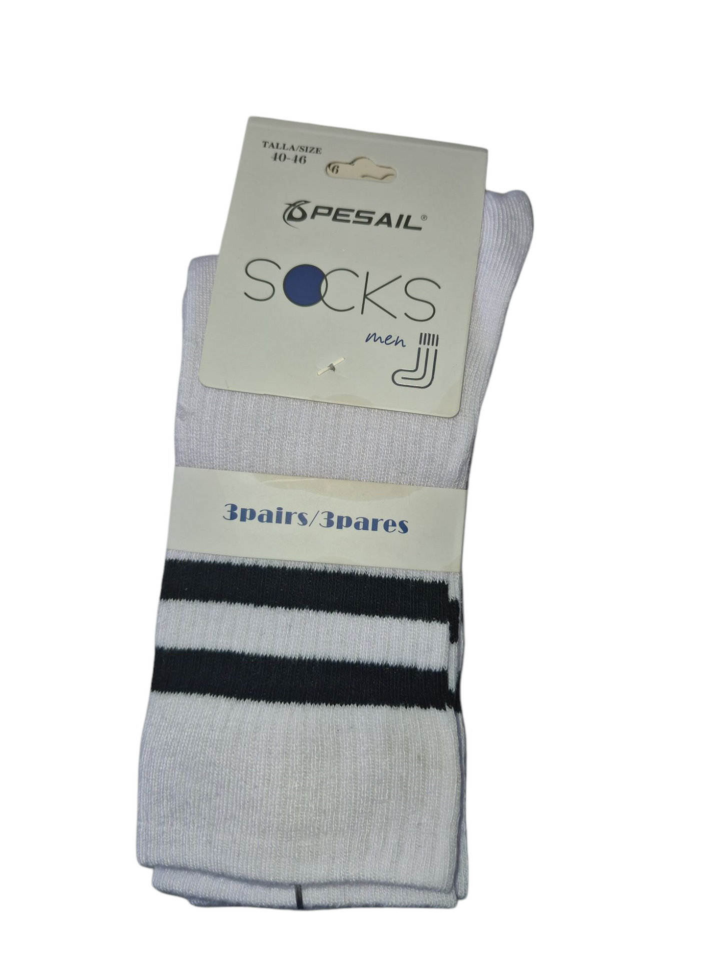calcetines blancos a media pantorrilla a rayas para hombre,Pack de 3 pares