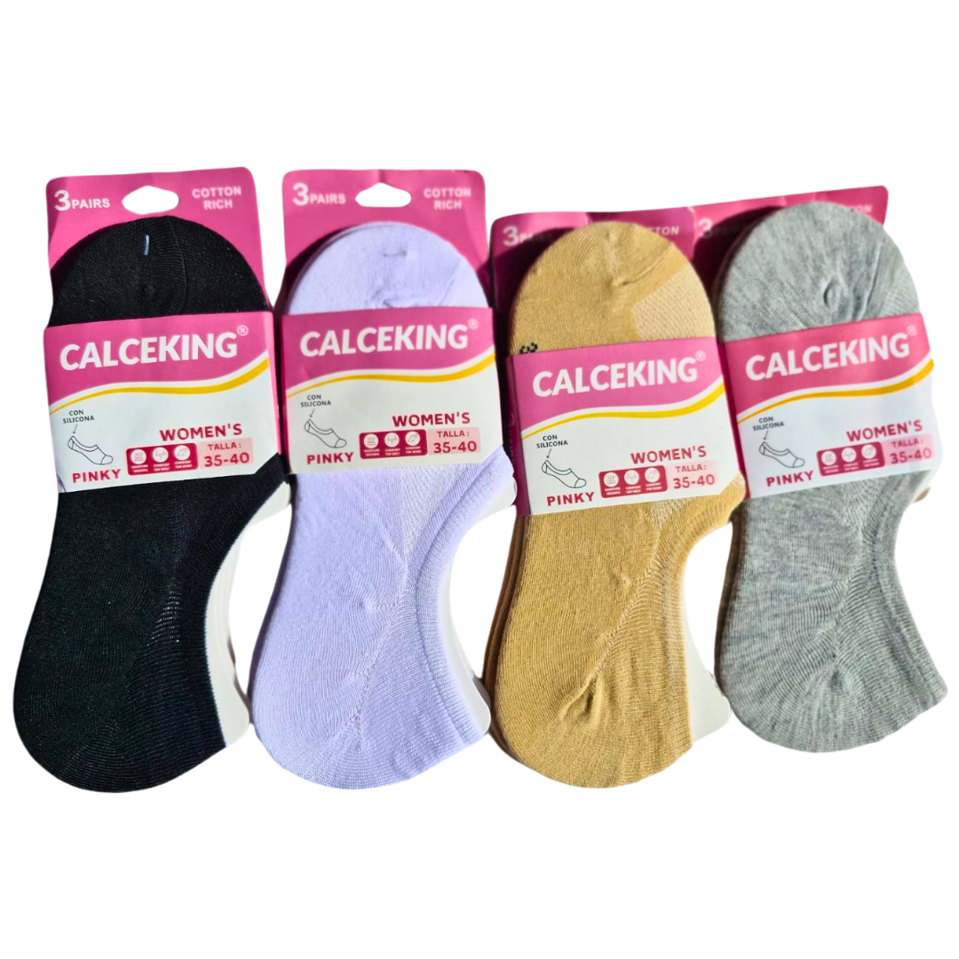 Pack de 3 Calcetines cortos para mujer pack de 4 colores (Calceking)