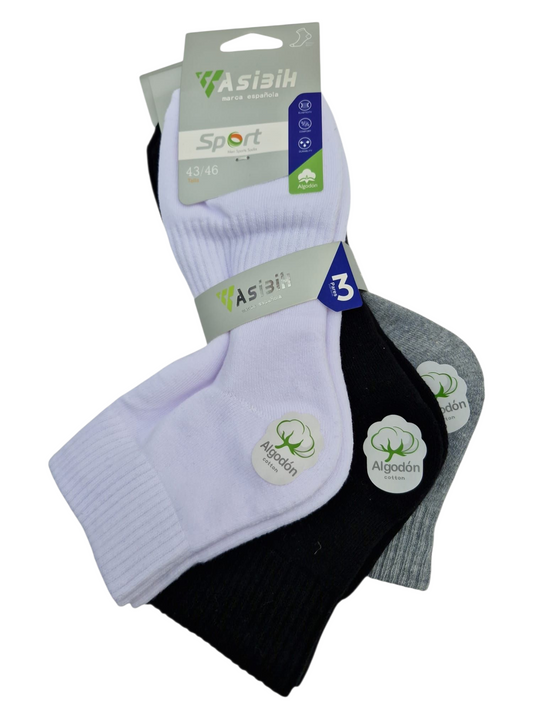 Calcetines cortos blancos y negros y surtidos pack de 3 pares